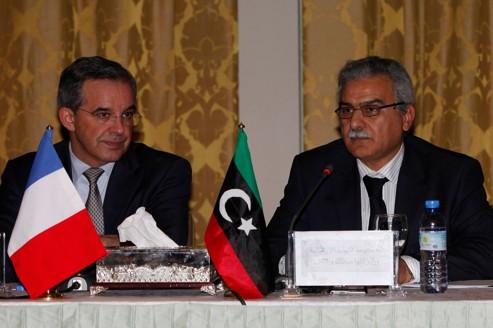 Mariani Libya French Transport Minister with Yousef Wahashi, Libyan Transport Minister in Tripoli.