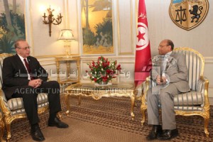 Prime Minister Abderrahim El-Kib meets with Tunsia's President Moncef Marzouki in Tunis