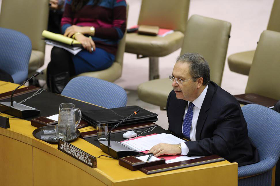 Tarek Mitri briefing the UN Security Council in March