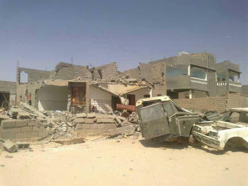 Photo purporting to be of one of many homes in Derj destroyed by a renegade Zintani uniti