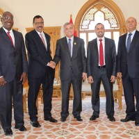 Abusahmain, Makhzoum and Abdel Aziz with Niger Foreign Minister Bazum (Photo: GNC Media Office)