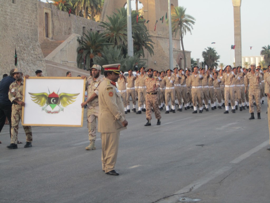 Young army recruits prepare to march around Martyrs' Square (Photo: Tom Westcott, Libya Herald)