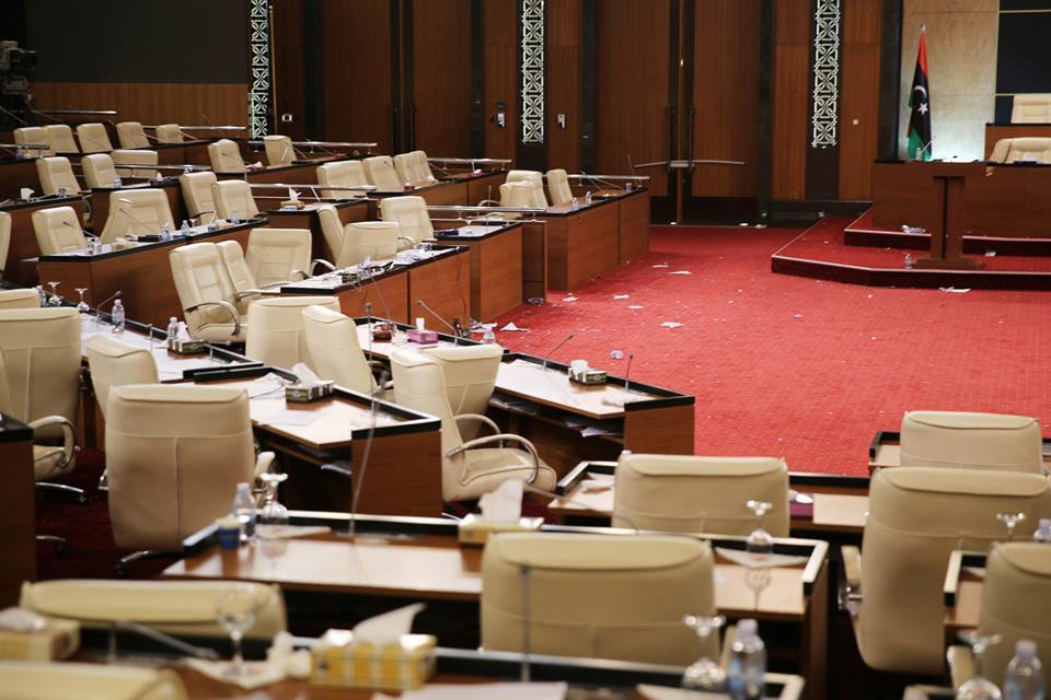 Trashed interior of Congress