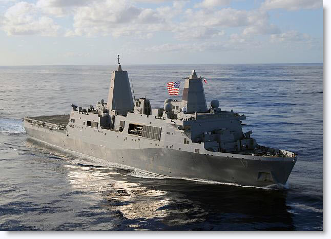 The USS San Antonio involved in mercy mission