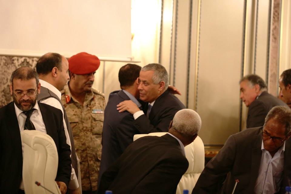 Ali Zeidan meeting with members of the government an other officials shortly after being rescued from his  kidnappers