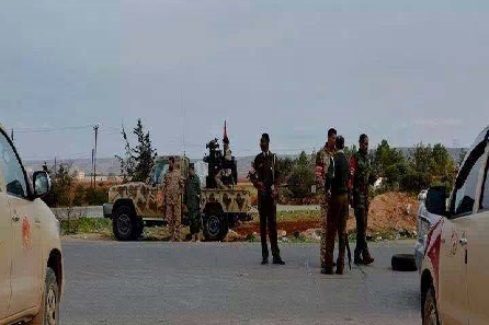 Military police believed to be at the roadblock to the west of Derna today