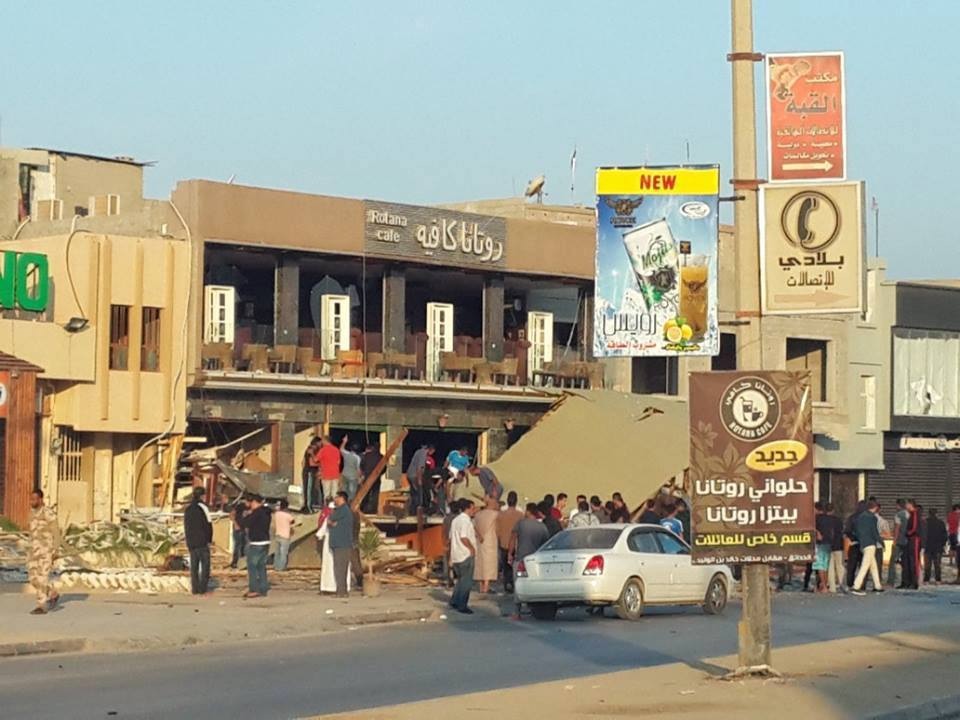 The Rotunda cafe atfer being blown apart by a bomb this morning