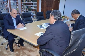 Culture minister Habib al-Amin meeting with the Moroccan ambassador