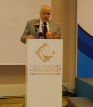 Industry Minister Sulieman Latif speaking at today's economic diversification conference in Tripoli (Photo: Sami Zaptia).