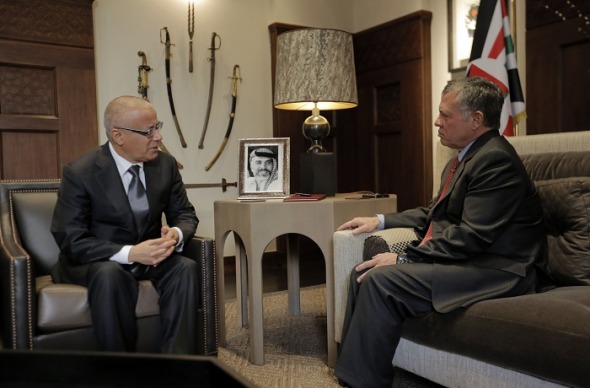 The Prime Minister Ali Zeidan with King Abdullah II of Jordan