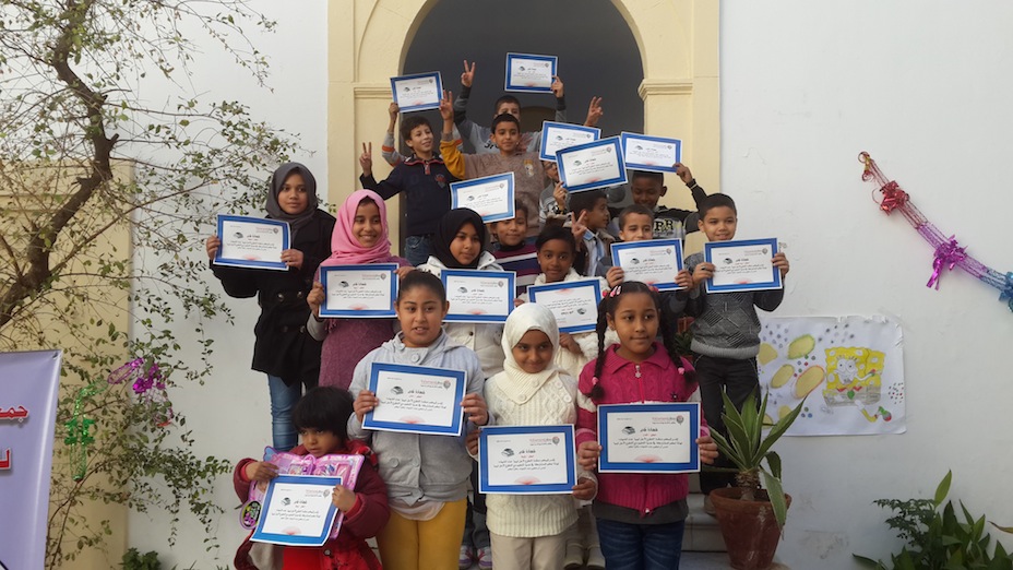 Children from the Old City receiving their awards today