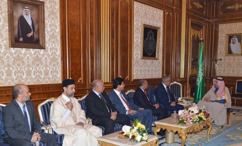 Ali Zeidan and the Libyan ministerial delegation meet with Saudi Crown Prince Salman
