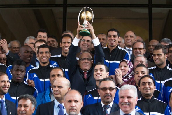 Prime Minister Ali Zeidan with the national team