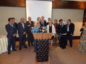 Libya's friends and allies hold a press conference to express concern at attacks on Libya's media (Photo: Sami Zaptia).