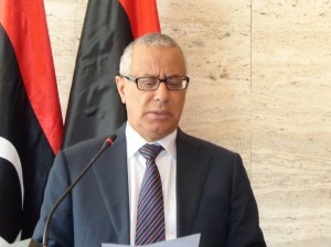 Prime Minister Ali Zeidan speaking on arms collection at today's press conference (Photo: Sami Zaptia).