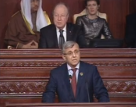 Nuri Abu Sahmain addressing the Tunisian National Assembly today (Photo: TV grab)
