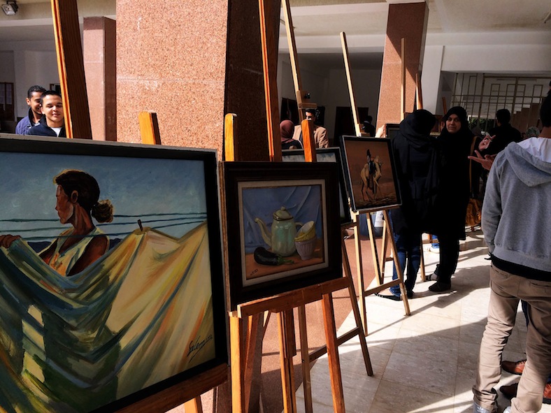 Students' art on show at Tripoli University (Photo: Taziz Haisiri)