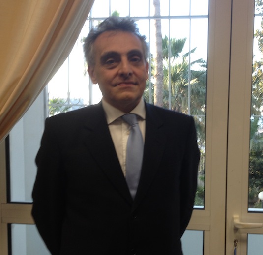 Ambassador Grimaldi today at the Italian embassy in Tripoli (Photo: Libya Herald)