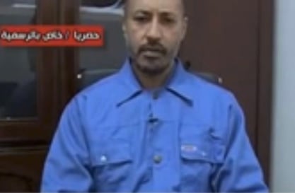 Grab from video of Saadi Qaddafi claiming contacts with Ibrahim Jadhran