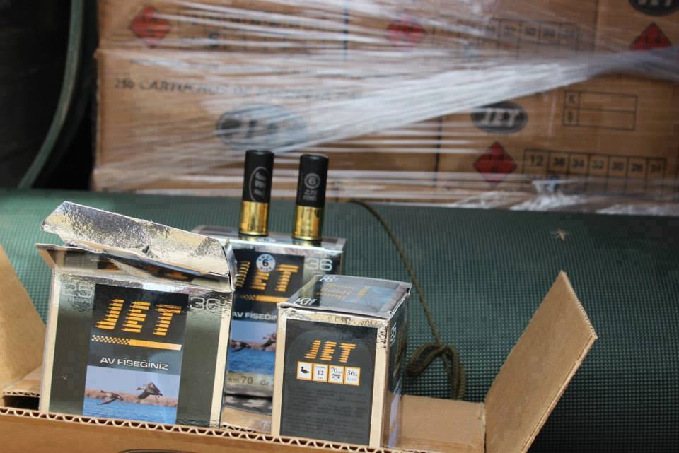 The shotgun cartridges were in shipping containers supposedly carrying tiles