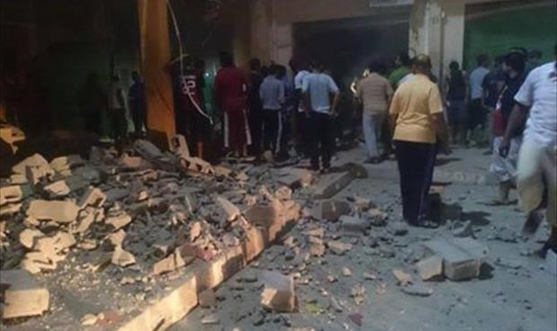 The blast site at one of the explosions (Photo: social media)