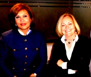 Salwa Bughaigis with US ambassador Deborah Jones taken Tripoli in May (Photo: Sami Zaptia).