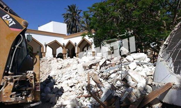 This week's destruction at the Sahaba Mosque (Photo:  Alawsat)