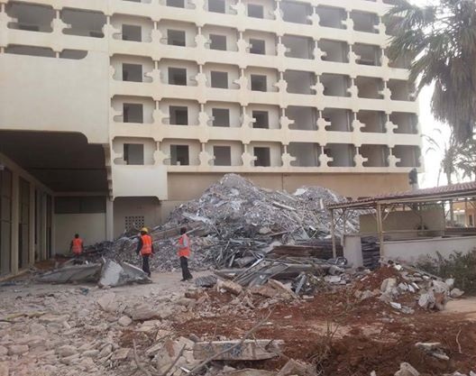 Work being carried out at Benghazi's Uzu Hotel (Photo: Aymen Majed)