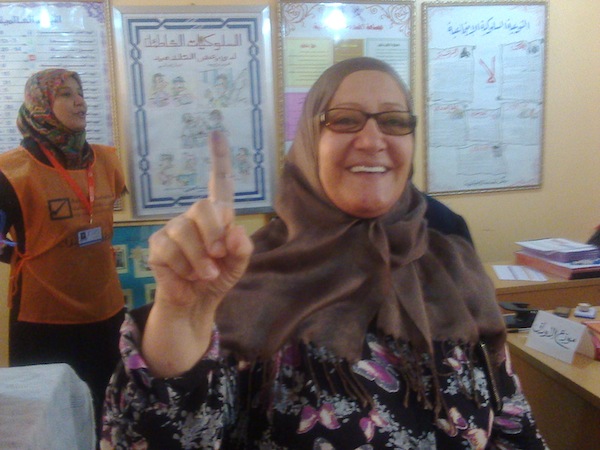 A happy voter in Tripoli today (Photo: Libya Herald)