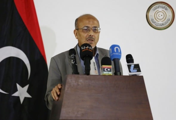 Ahmed Al-Amin speaking at the Prime Ministry this morning (Photo: pm.gov.ly)