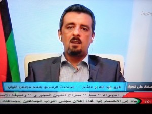 HoR spokesman Faraj Hashim (Photo capture: Libya Awalan TV)