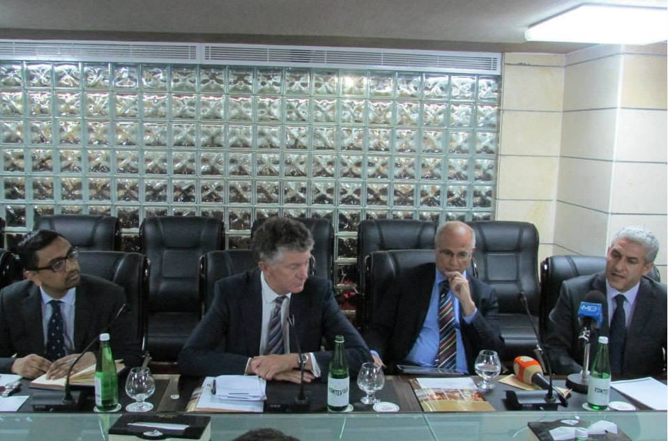 UK Special Envoy to Libya Jonathan Powell (2nd left) and UK Ambassador Michael Aron (2nd right) in Misrata today (Photo: Social media)