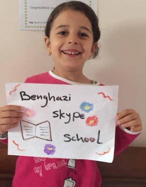 Excited student in Benghazi (Photo: Benghazi Skype School)