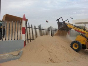 The blocked main gate at the Abu Attifel field