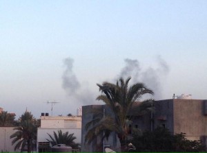 Smoke rising from Mitiga this evening (photo: social media)