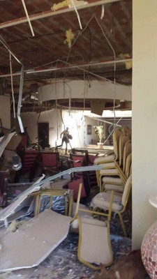 Part of the hotel's damaged lobby (Photo: social media)
