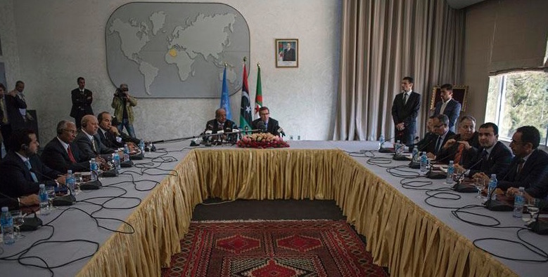 UNSMIL head Bernardino Leon and Abdelkader Messahel, Algeria’s Deputy Foreign Minister in charge of Maghreb and African Affairs chair the opening meeting (Photo: Social media)