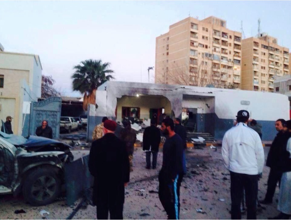 Zawiat Al-Dahmani police station this morning (Photo: Social media)