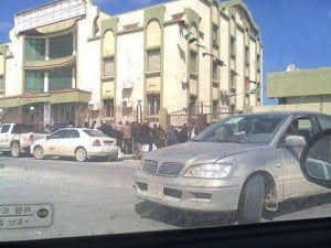 Zliten residents crowd the passport office (Photo: Libya Herald staff)