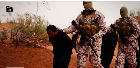 Captives being marched to their execution spot in Fezzan Province (Photo: Screenshot from IS video)