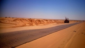 One of the diggers cleaning up the road to Tobruk (Photo: social media)