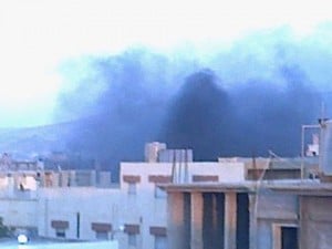 Smoke rises this evening from Derna bomb attack (Photo: social media)