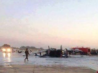 Misrata airbase bombing today (Photo: Social media)