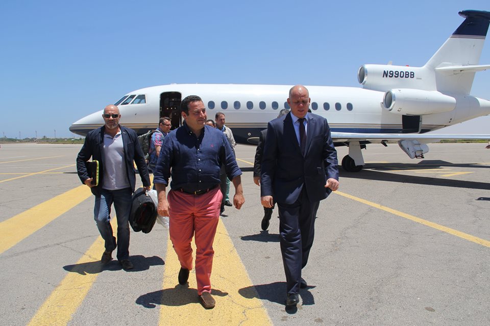French MP Jean-Frédéric Poisson arriving at Mitiga airport today (Photo: NOC)