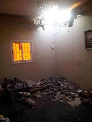 A shattered room into which a mortar shell blasted today (photo: social media)