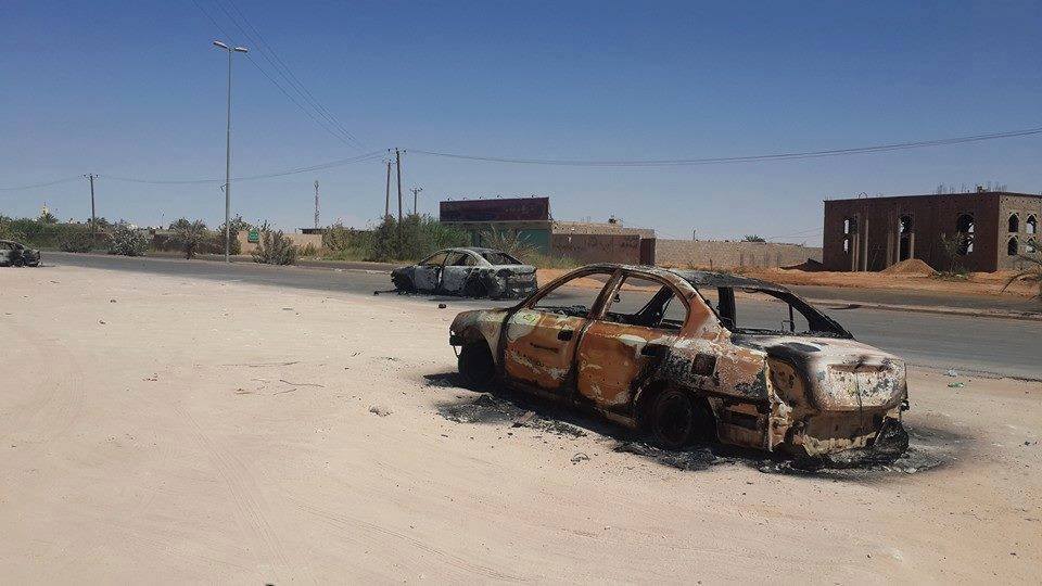 Wrecked cars in Kufra (Photo: Social media)