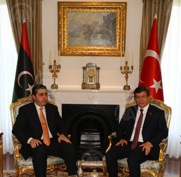 Khalifa Ghwell in Ankara on Friday with Turkish PM Ahmet Davutoglu