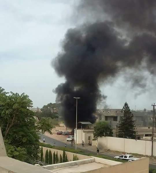 Bomb outside Hadba prison (Photo: Social media)