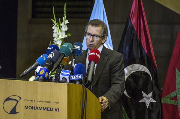 Leon at the press conference in Skhirat (Photo: UNSMIL)