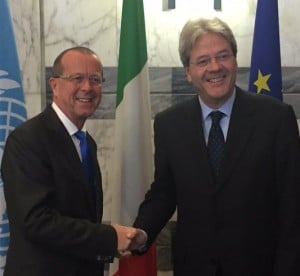 UNSMIL's Martin Kobler with Italian foreign minister Gentiloni (photo: UNSMIL)